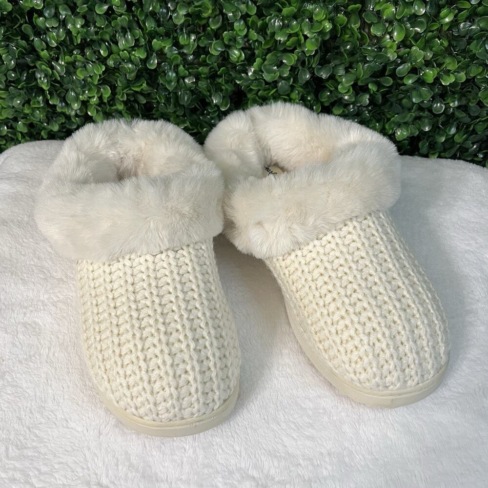 Dearfoams Women's Hannah Knit Clog House Shoe Slipper - Cream Size M(7-8)